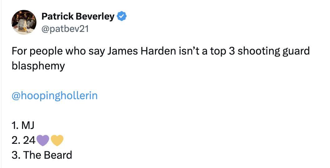 AIYOUXI-贝弗利：那些说哈登不是联盟前三得分后卫的人简直是亵渎神明